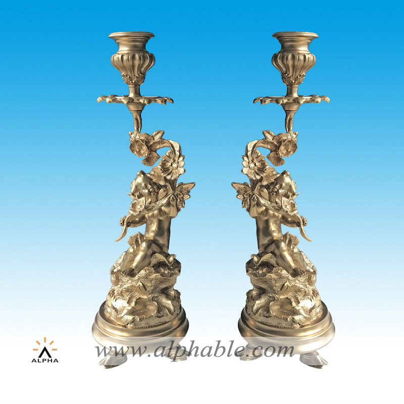 Vintage brass candle holders with angel statue CCD-007
