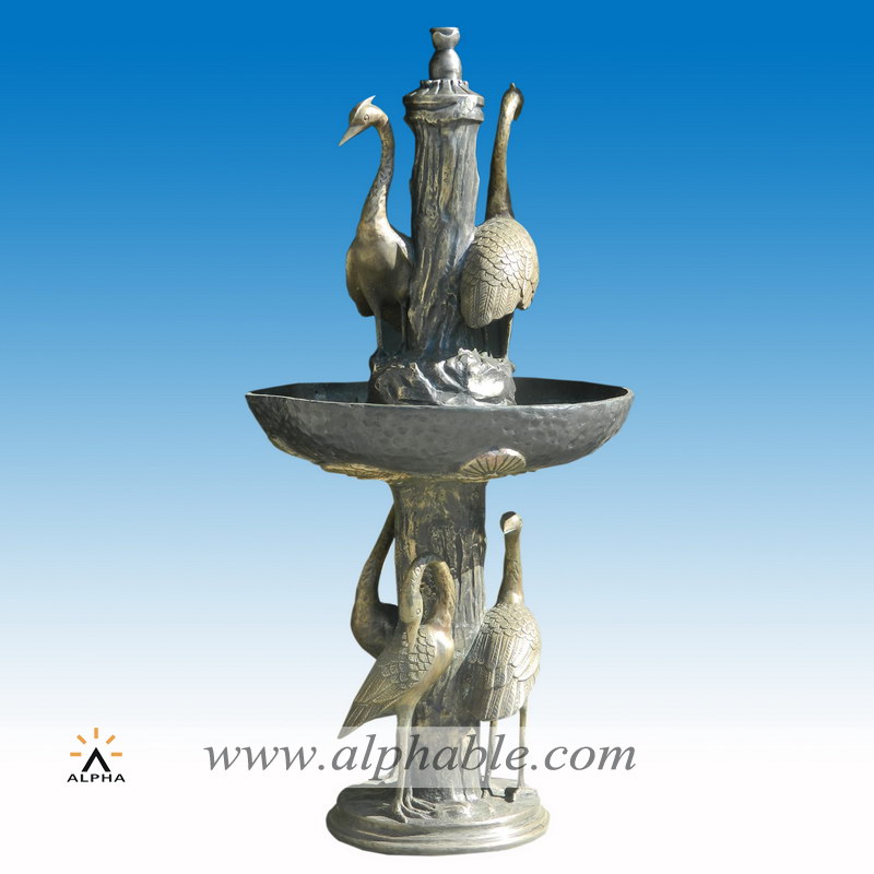 Garden crane statues brass fountain