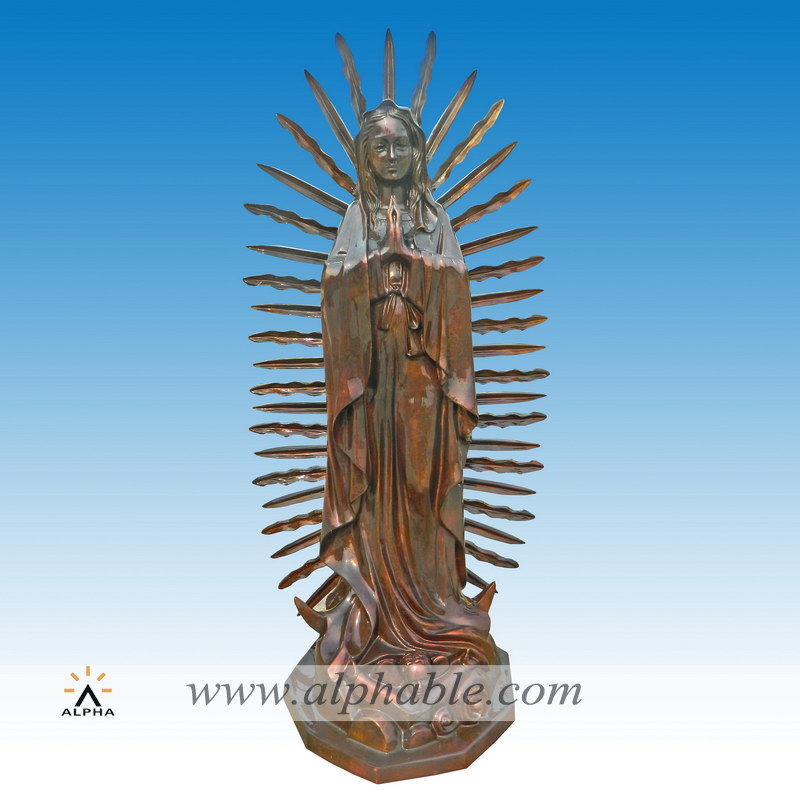 Bronze life size our lady of Guadalupe statue