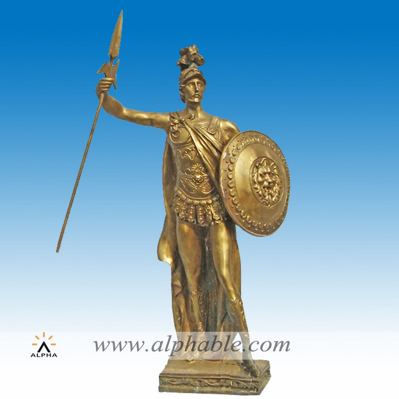 Brass Greek warrior sculpture