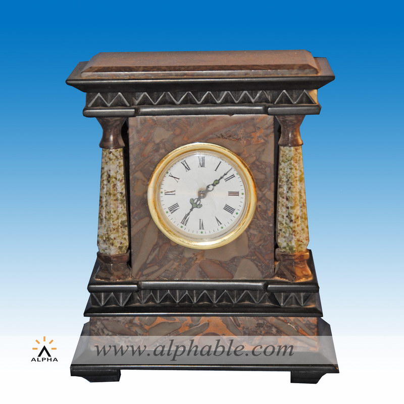 Brass and marble mixed brown clock