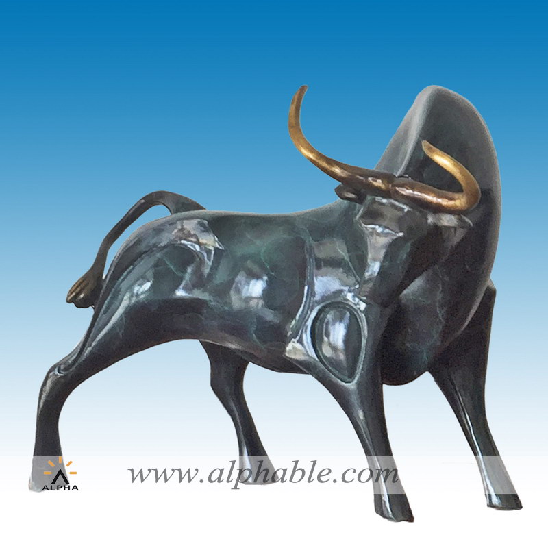 Contemporary bronze bull sculpture