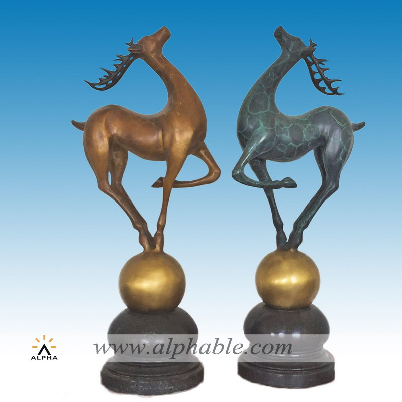 Contemporary bronze deer sculpture