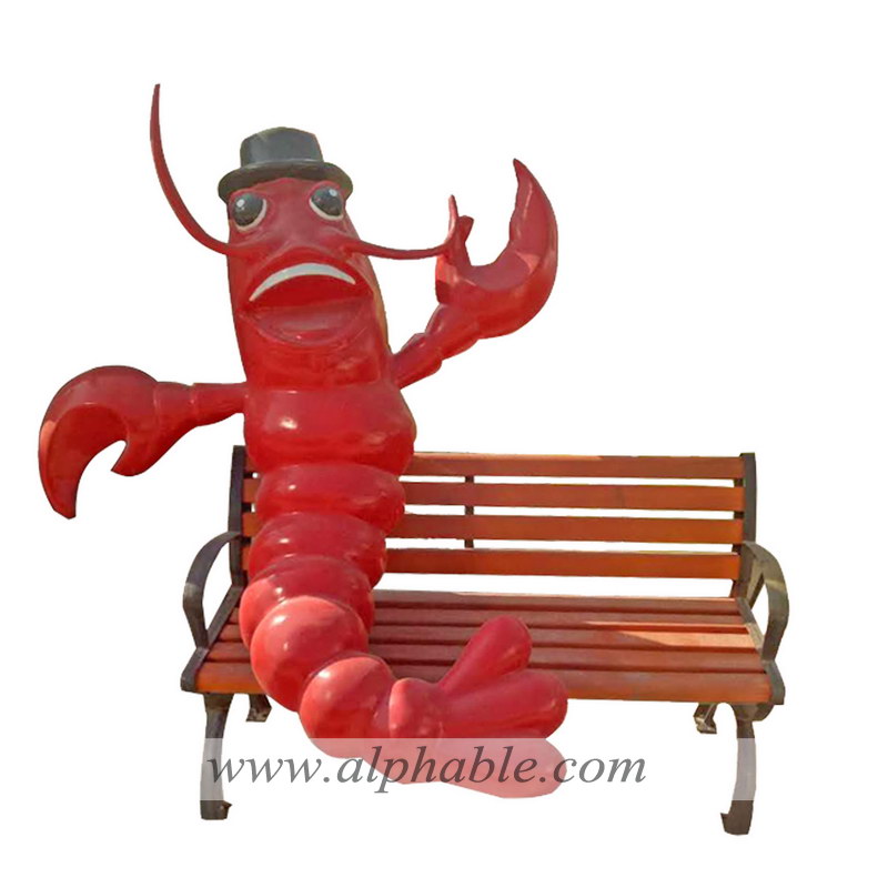 Garden lobster bench sculpture