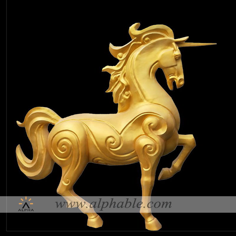 Golden abstract horse sculpture