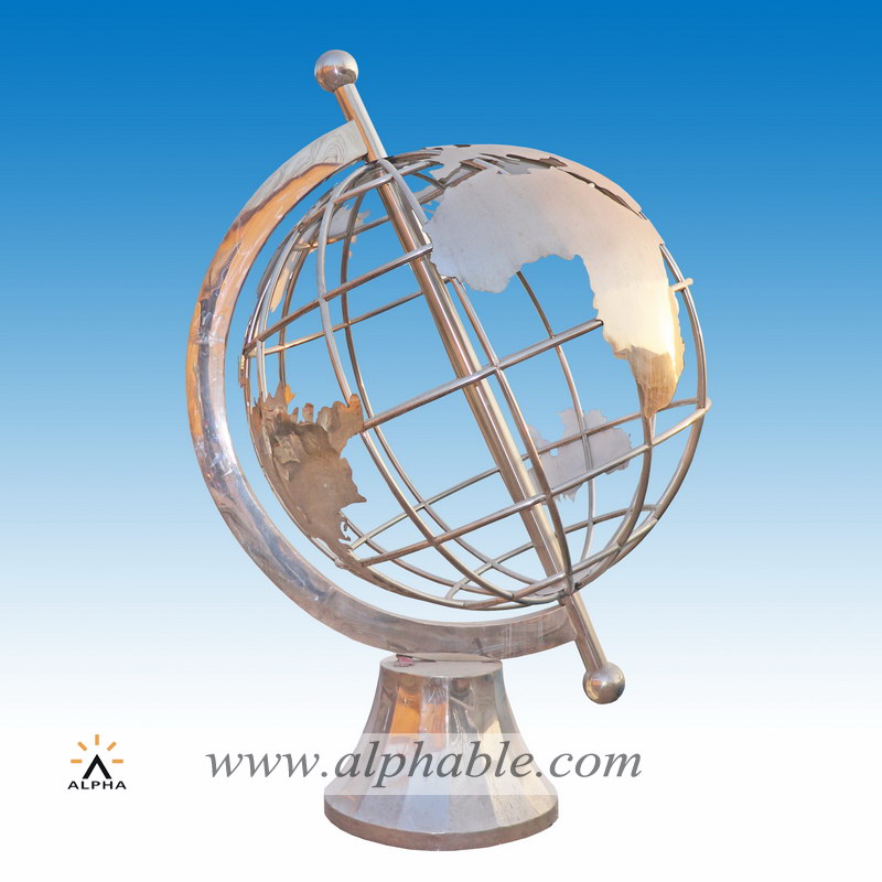 Large stainless steel globe sculpture