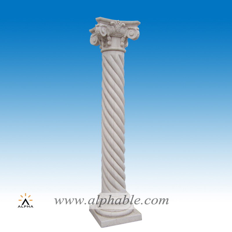 Graceful Corinthian Style Spiral Stone Pillar