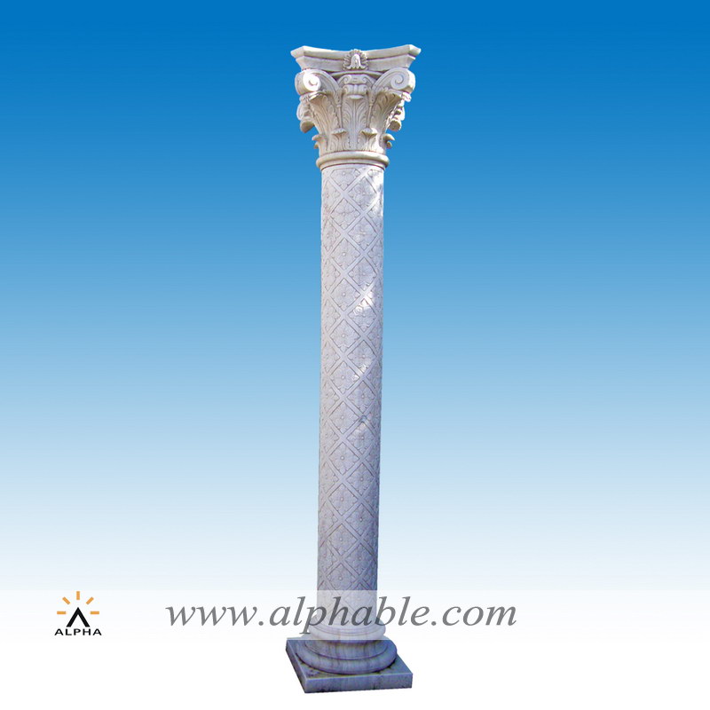 Hand Carved Exterior White Marble Column