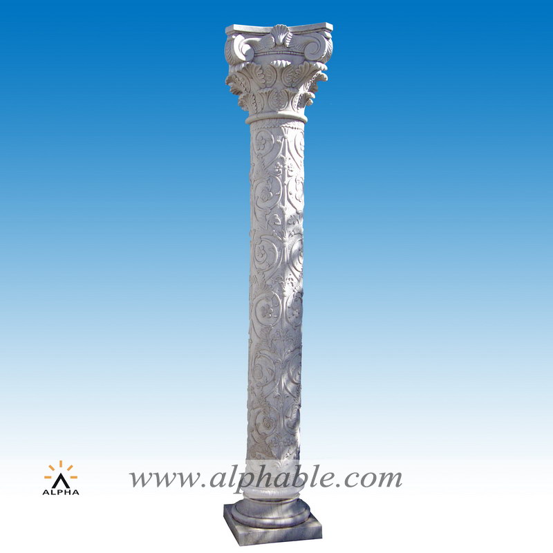 Exquisite Carved White Marble Column