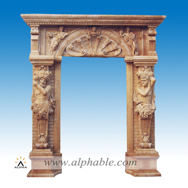 Carved stone statue door frame