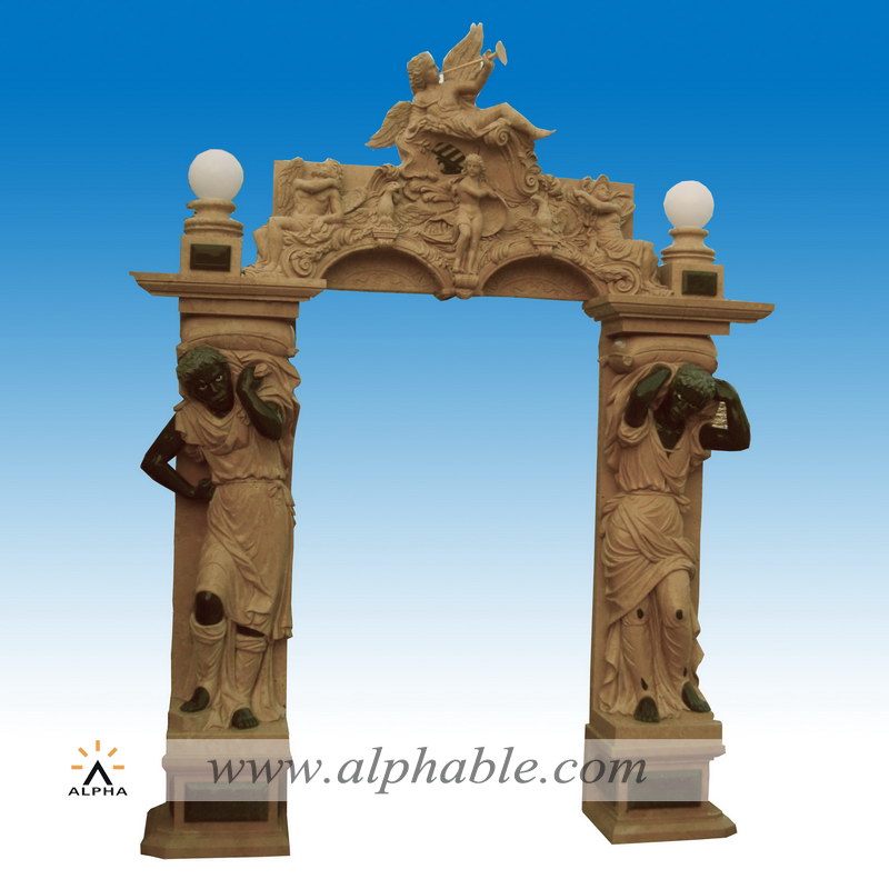 Carved stone statue door frame