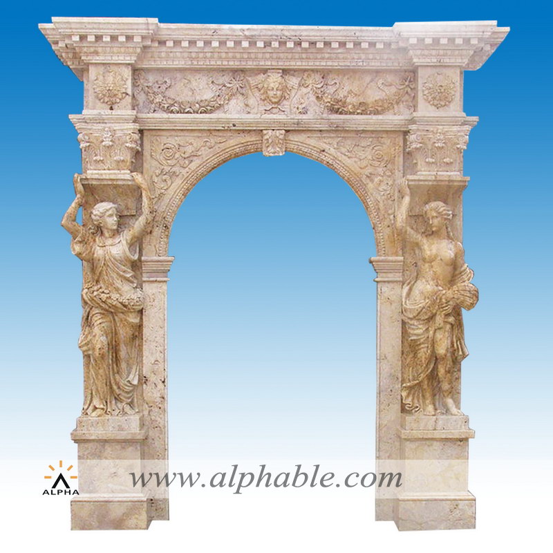 Carved stone statue door frame