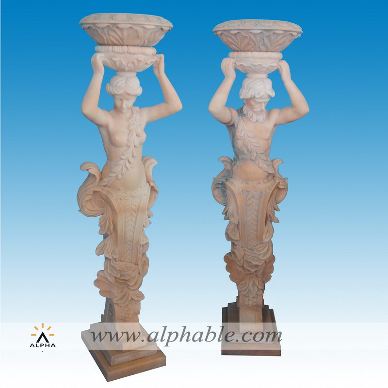 Marble Statue Flowerpot on head, SFP-059