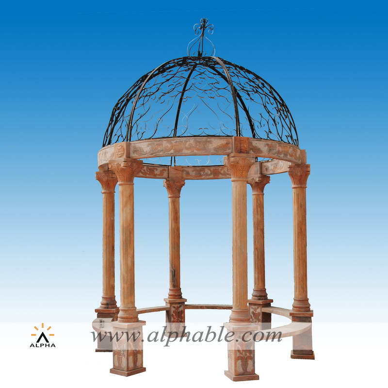 Sunset red marble round gazebo