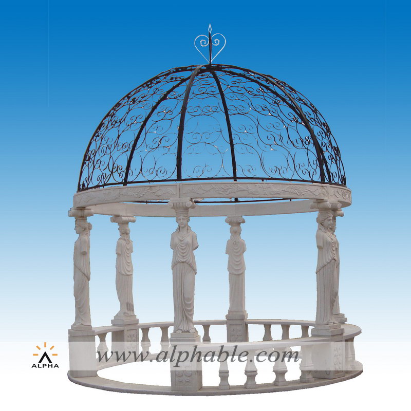 Carved marble large white gazebo