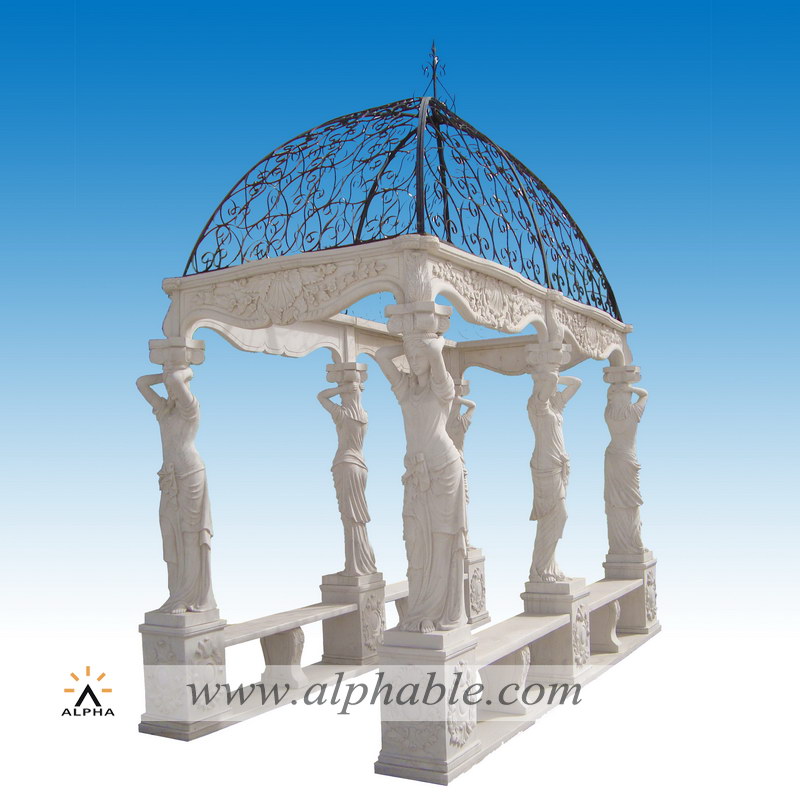 White marble rectangular gazebo