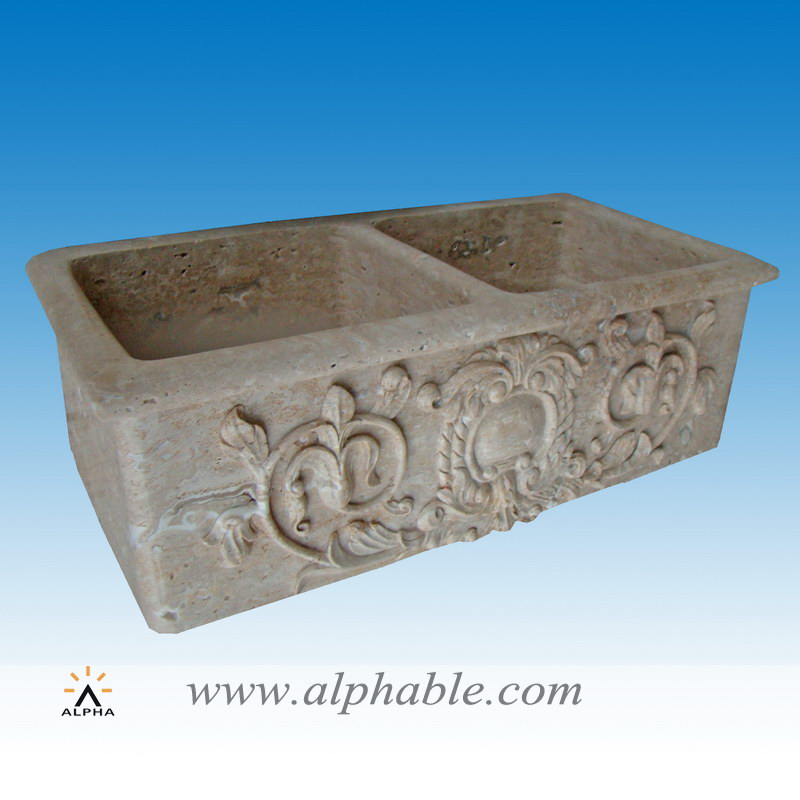 Hand carved natural stone kitchen sinks