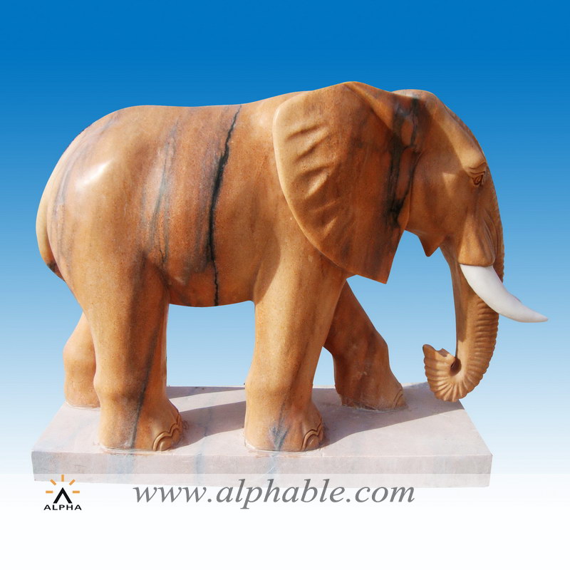 Sunset red Marble Elephant Statue on sale