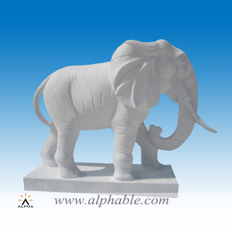 Large size outdoor white marble elephant sculpture