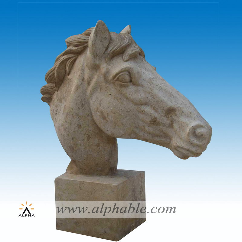 Carved beige Marble Horse Head Sculpture