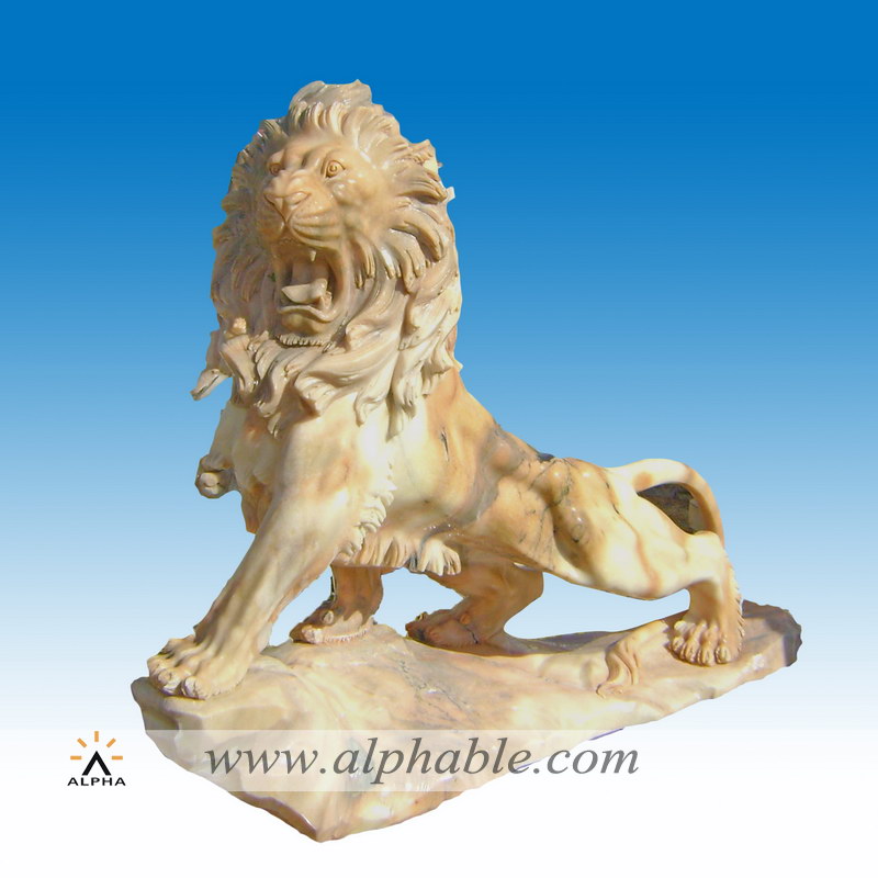 Fierce marble lion statues