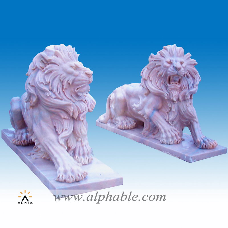 Garden stone lion statues