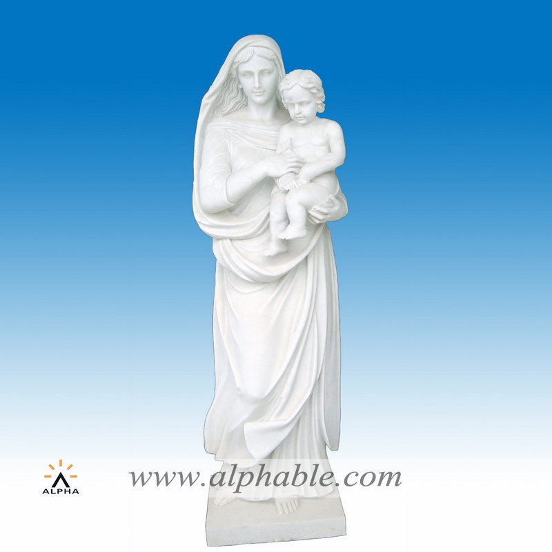 Marble Mary Holding Jesus Statue