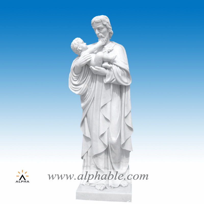 Life size carved marble Saint father and son statue