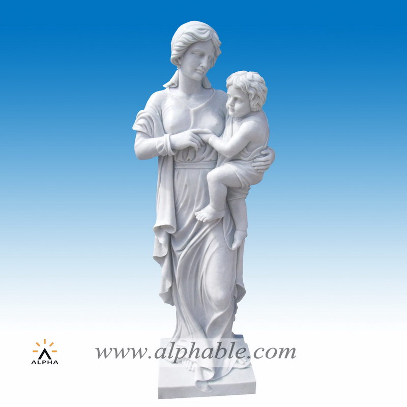 Marble figure sculpture of mother and child