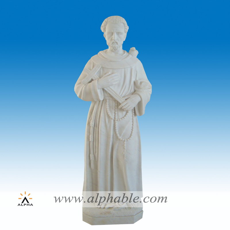 Carved white marble Francis statue