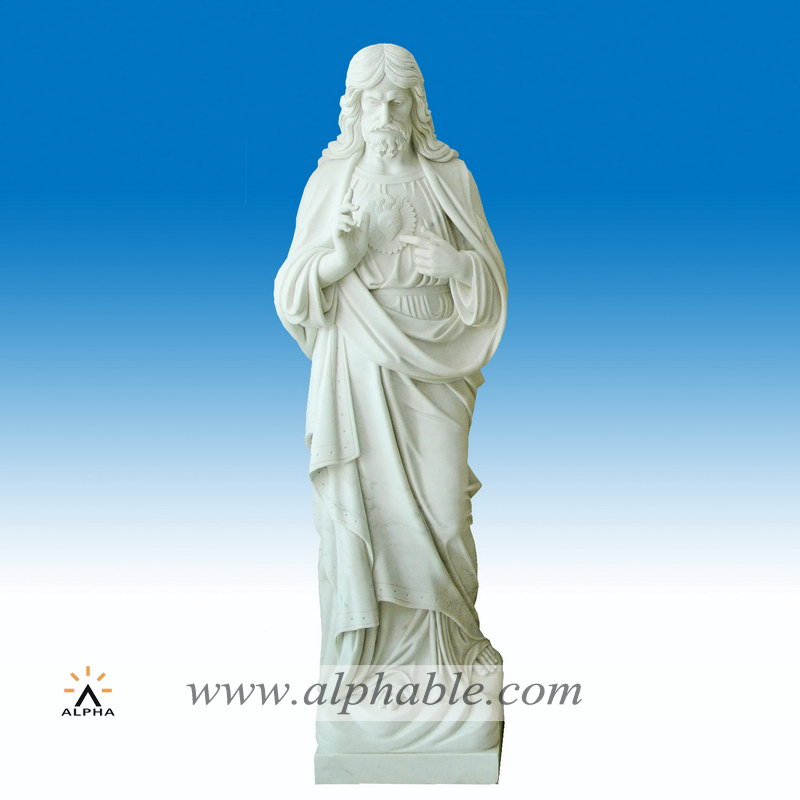 Marble sacred heart of Jesus religious statue