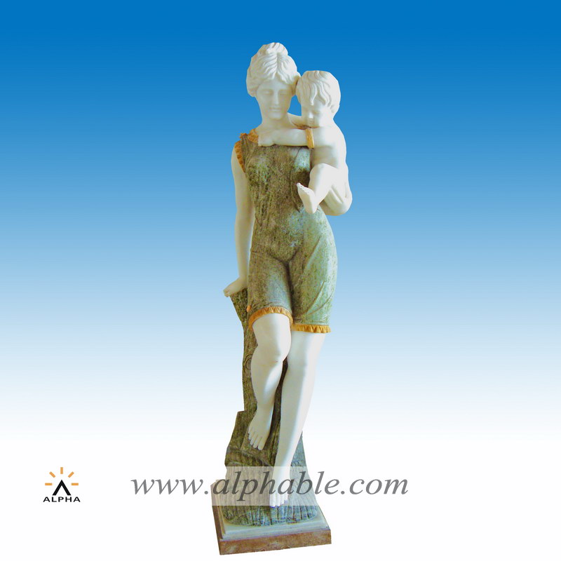 Marble mother and baby sculpture