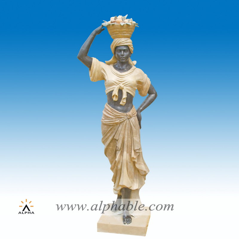 Marble black women sculpture