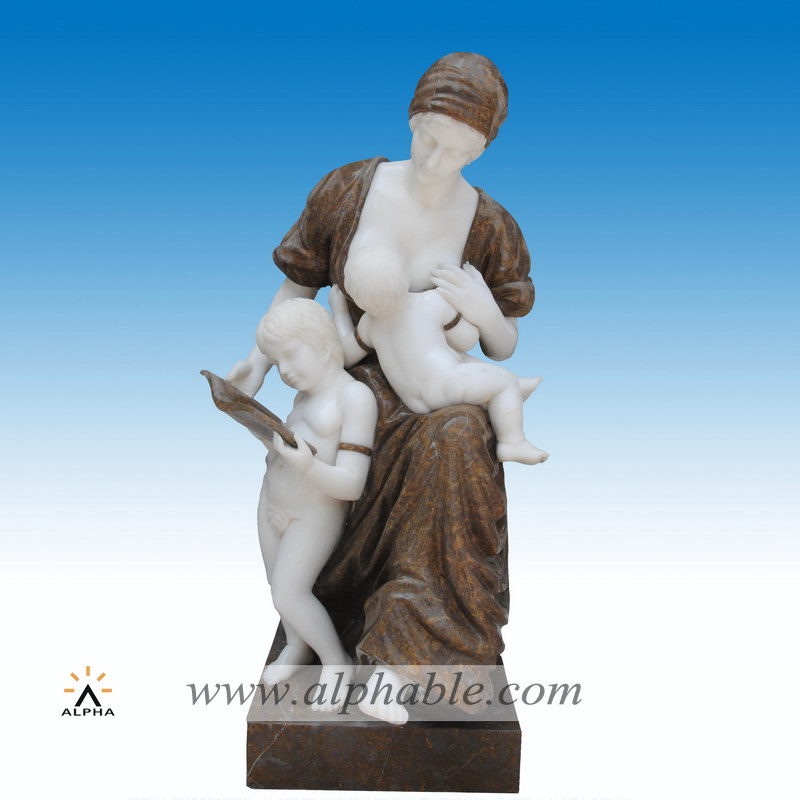 Marble mother and children statue