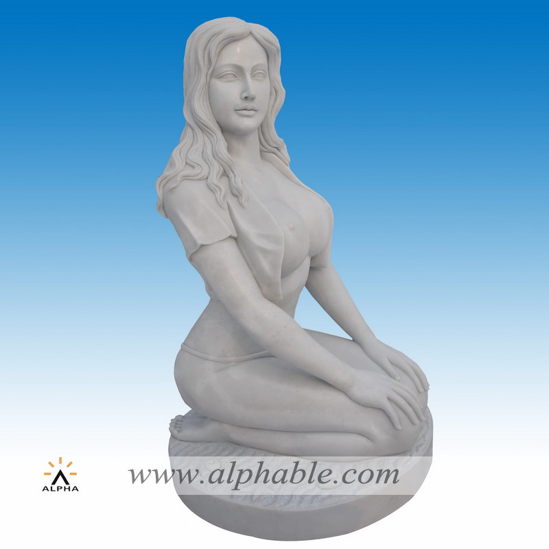 Marble sexy big breast female statue