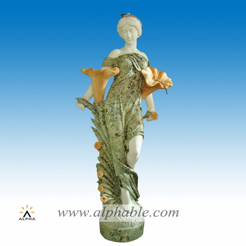 Marble girl statue lamp