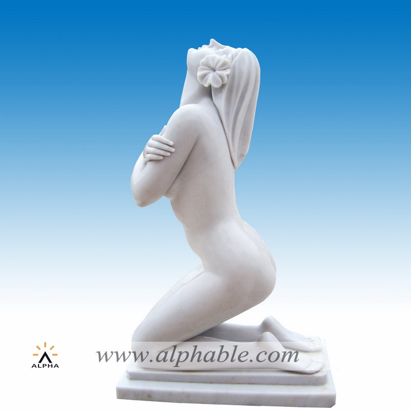 Marble naked female kneeling statue, Marble naked female kneeling statue SS-154