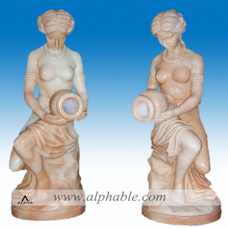 Marble sitting lady with jar statue, Marble sitting lady with jar statue SS-223