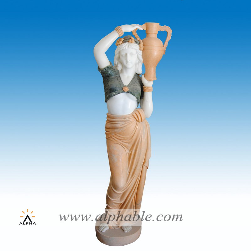 Marble statue with pot sculpture, Marble statue with pot sculpture SS-252