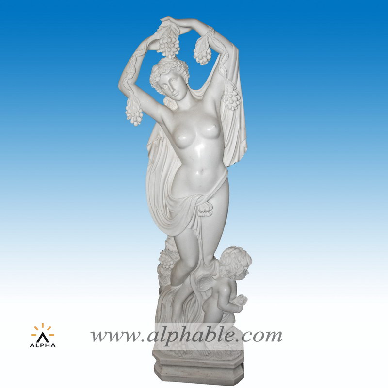 White marble girl with grapes statue, White marble girl with grapes statue SS-307