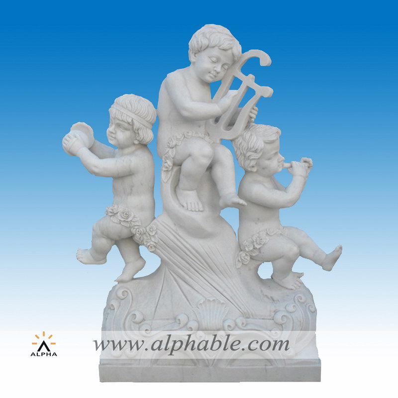 Three boys playing musical instrument statue, Three boys playing musical instrument statue SS-034
