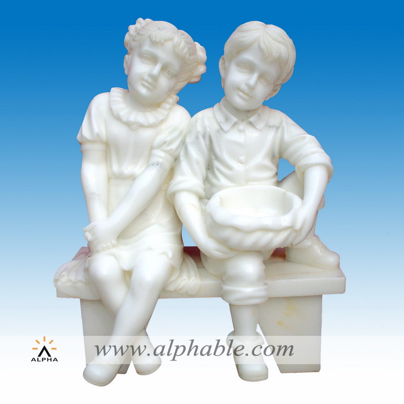 Marble boy and girl garden statues, Marble boy and girl garden statues SS-073