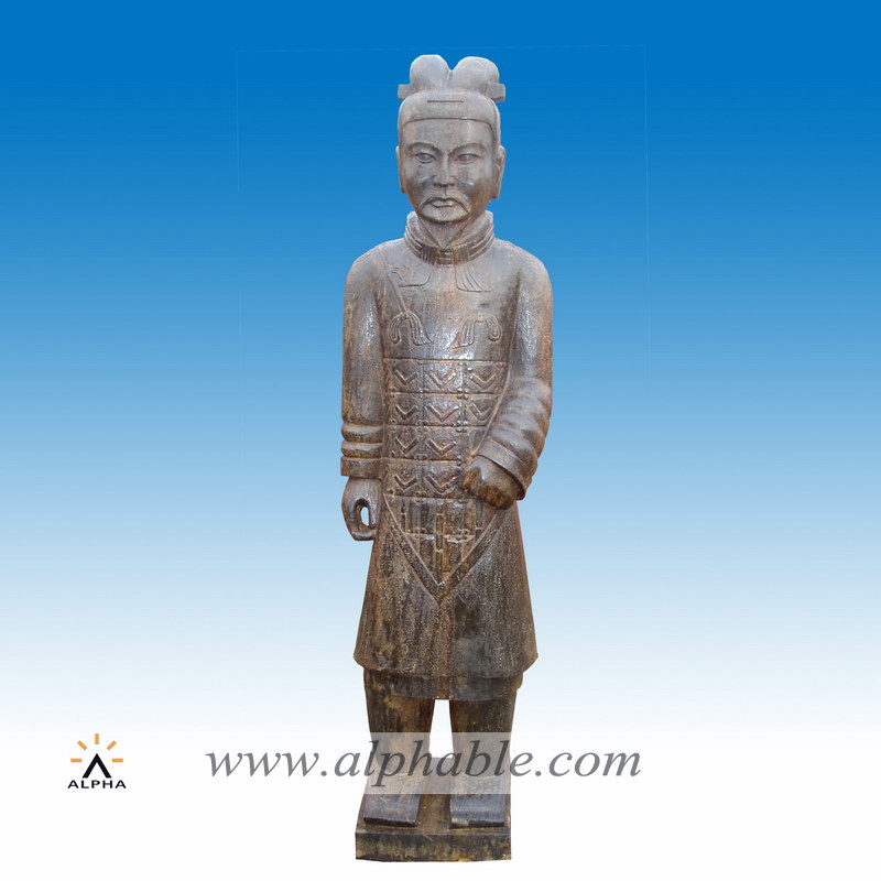 Oriental warrior marble statue