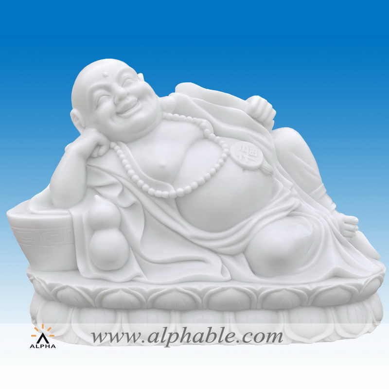 Marble sleeping happy Buddha statue